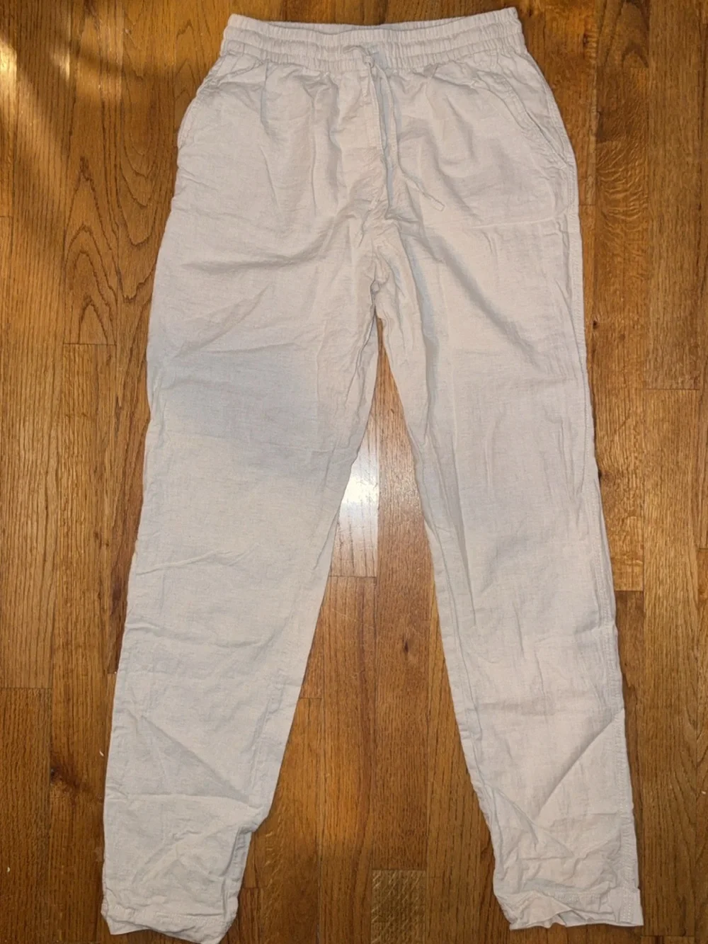H&M Light Beige Drawstring Linen-Blend Pants Worn Once Size XS Women